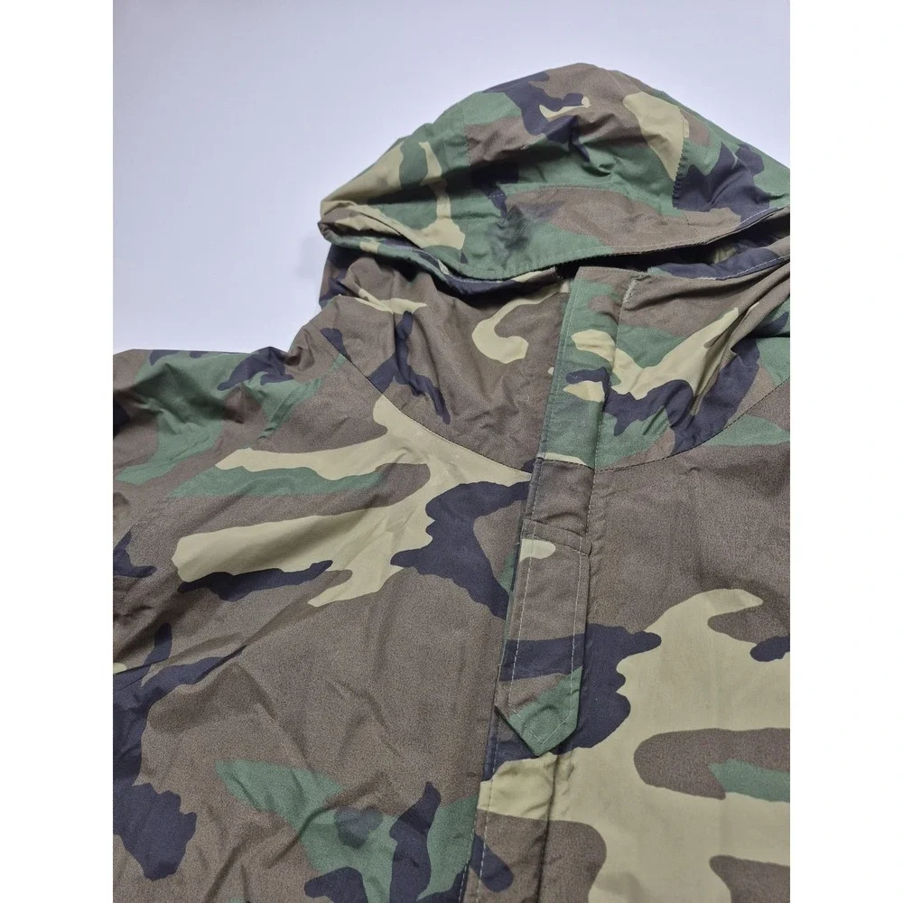 VTG ORC Industries Parka Mens M Green Woodland Camo Improved Rainsuit Hooded 90s